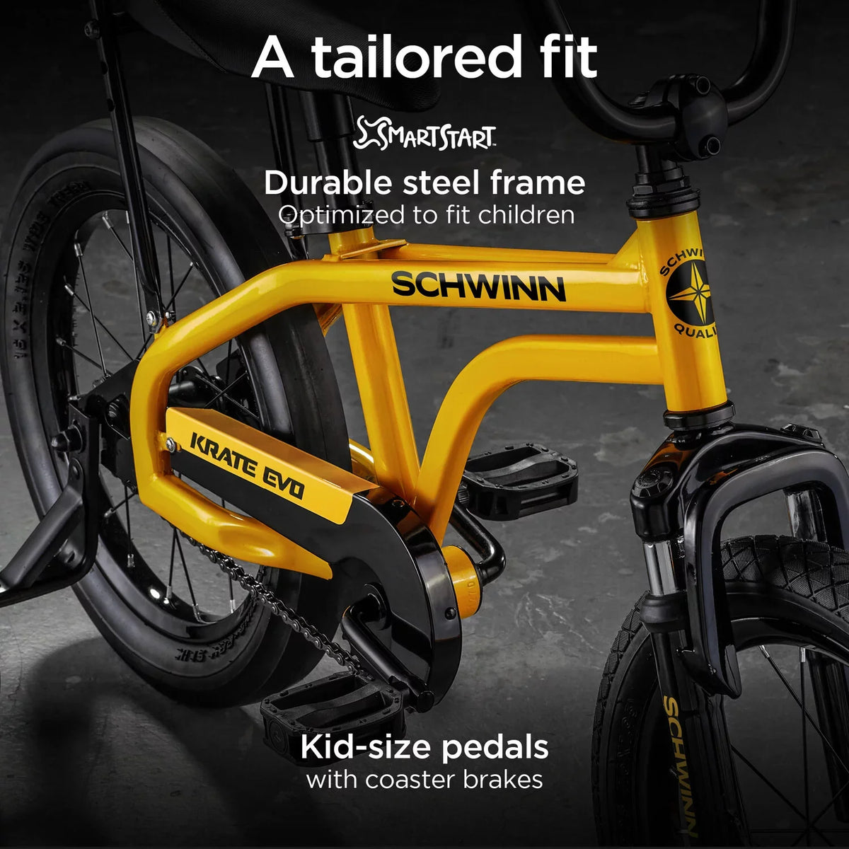 Sizechwinn Krate EVO, 16 - Inch Wheels, Training Wheels, Sizeunfire Yellow