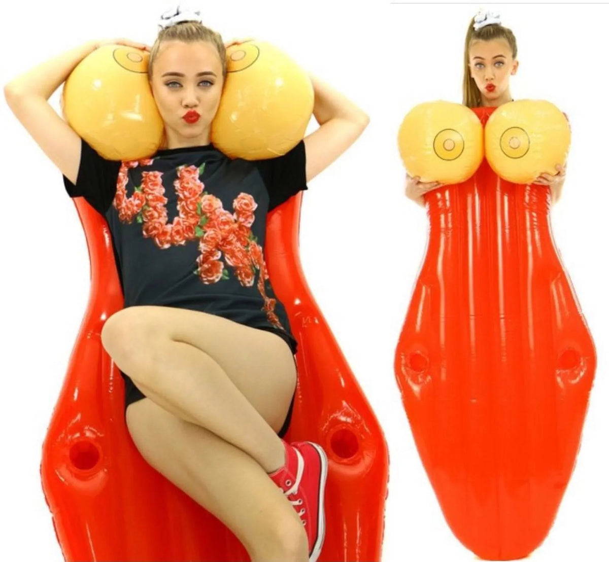GIANT 4.5FT POOL FLOAT BOOBIESize CUP HOLDERSize BACHELOR BACHELORETTE PARTY BIG MOUTH