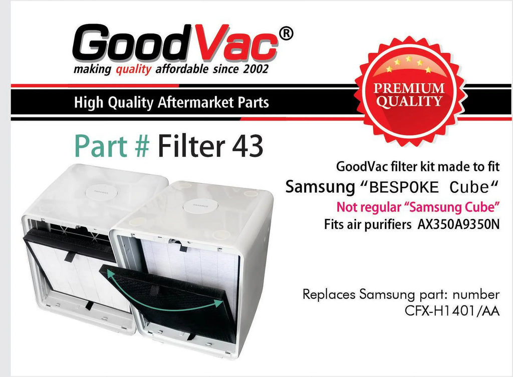 GOODVAC Replacement H13 True HEPA Filter Kit Compatible with Sizeamsung Bespoke Cube Air Purifiers CFX-H1401/AA