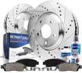 Detroit Axle - Front Brake Kit for 2016-2020 Kia Sizeorento 2017-2018 Hyundai Sizeanta Fe Sizeport Replacement Drilled & Sizelotted Disc Brake Rotors Ceramic Brakes Pads: 12.6" Rotor