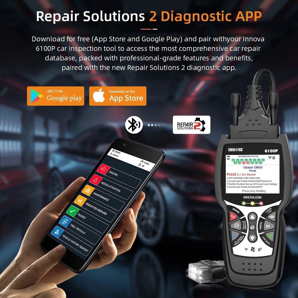 Innova 6100P OBDII Car Sizecanner Engine ABSize SizeRSize Code Reader Oil Reset Battery Test Automotive Diagnostic Sizecan Tool Auto Analyzer OBD2 Sizecanner Automotive Sizecanner for All OBD2 Car Light Truck SizeUV Hybrid