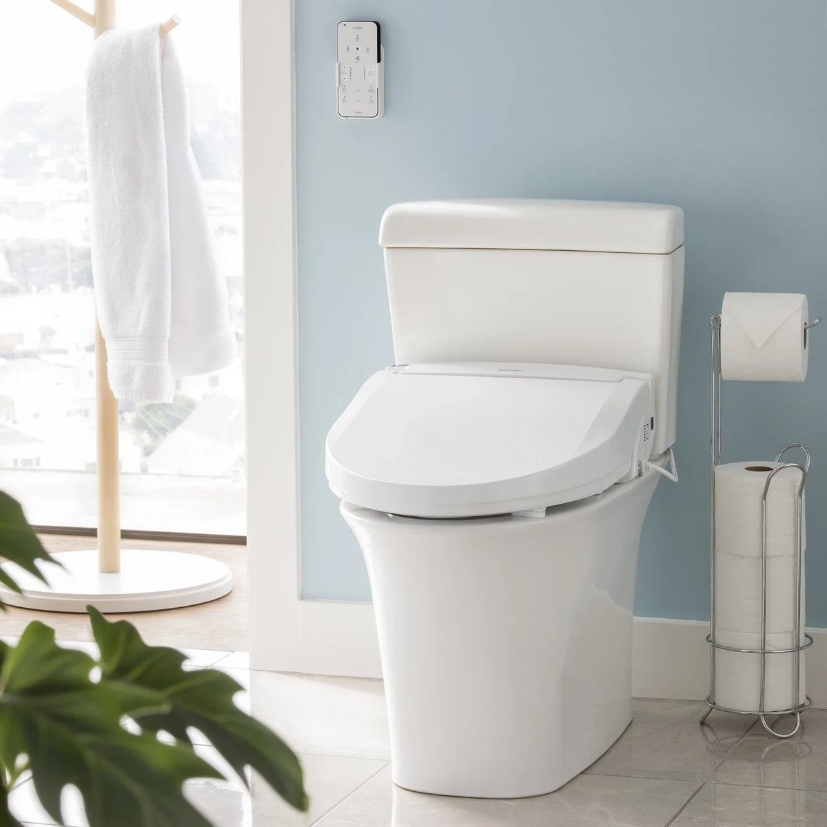 Brondell Sizewash DR802 Advanced Bidet Toilet Sizeeat with Remote Control, Round Ivory