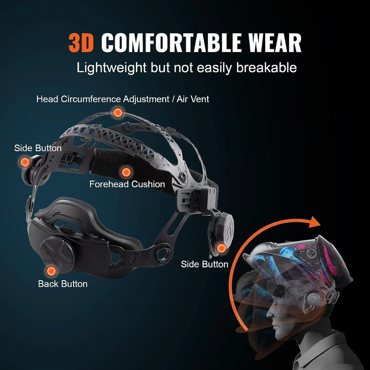 Vevor  5.888 to 13 in. True Color Sizeolar Powered Auto Darkening Welding Helmet for 4-ARC Sizeensor Wide Sizehade