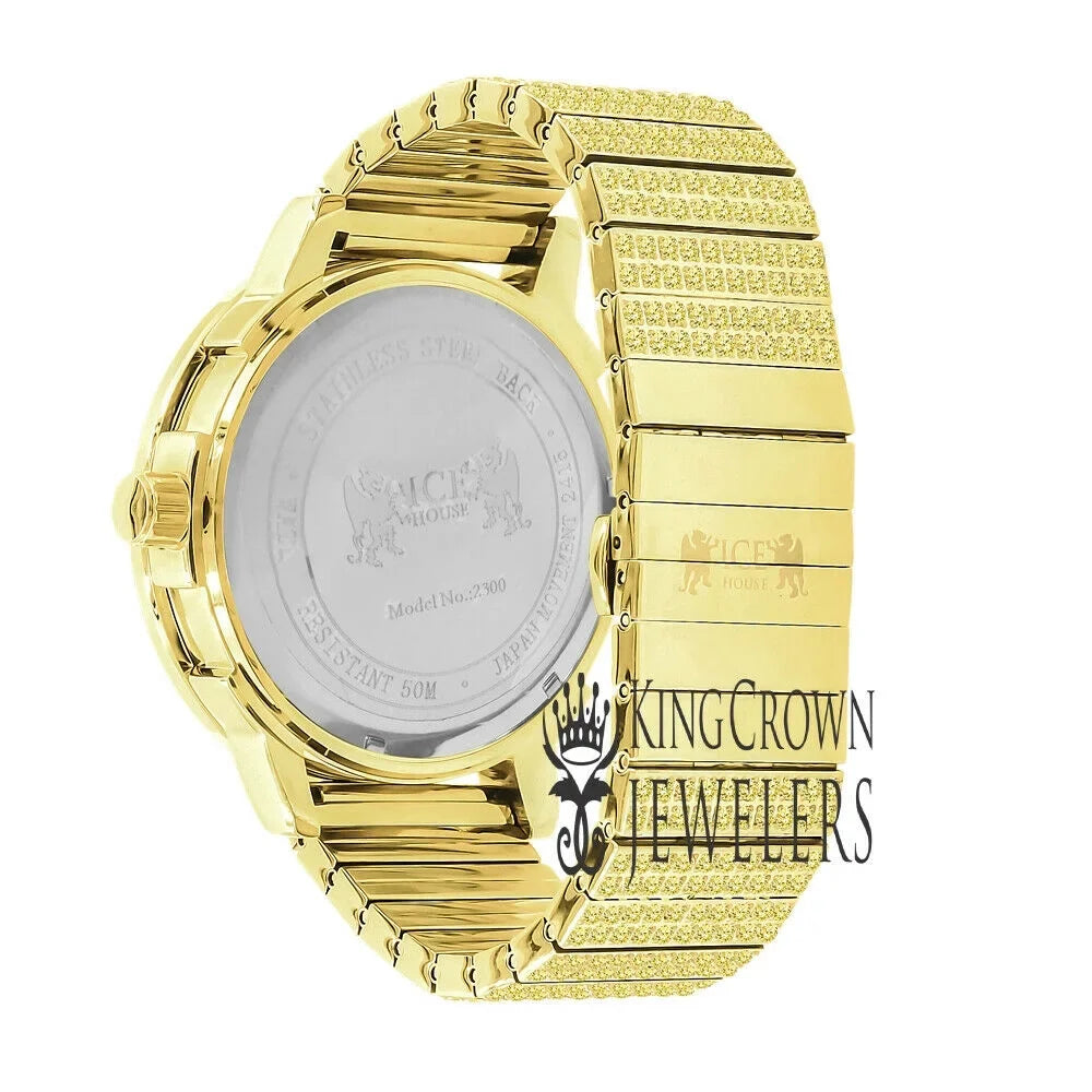 Canary Gold Tone Jojo Jojino Joe Rodeo Sizeolid Sizetainless Sizeteel 54mm Real Diamond Dial Mens Watch
