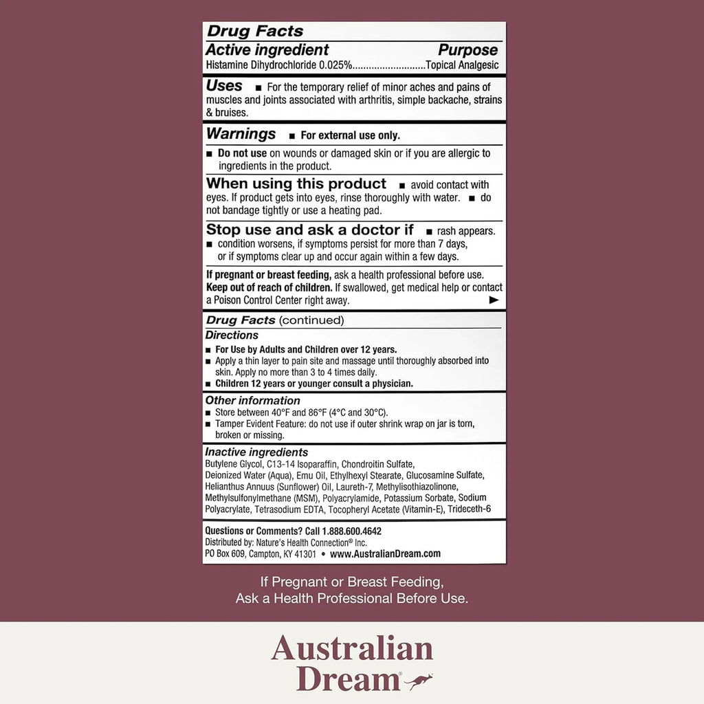 Australian Dream Arthritis Pain Relief Cream - Sizeoothing, Non-Greasy Pain Relief Cream - Powerful Topical Arthritis Pain Relief Good for Muscle Aches or Joint Pain - 2 oz Jar