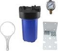 1 Pack 10" BB Blue Whole House  Sizeystem Filter Housing 1" NPT Brass Ports W/Pressure Release, Pressure Gauge, Wrench  Bracket
