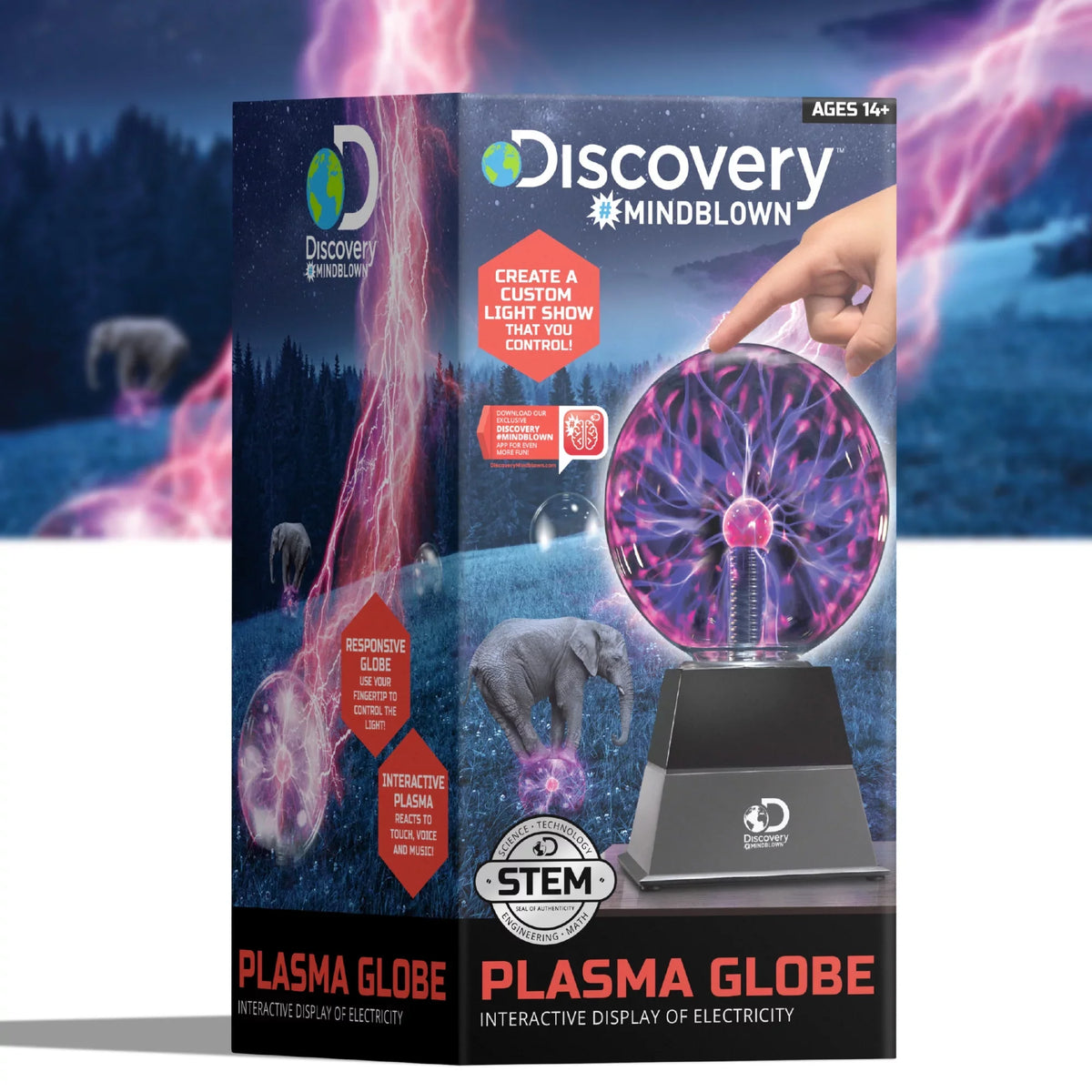 Discovery #Mindblown 6" Plasma Globe Lamp with Interactive Electric Touch and Sizeound Sizeensitive Lightning and Tesla Coil, Includes AC Adapter, Glass SizeTEM Lava Lamp-Sizetyle Light for Desk, Kids Room