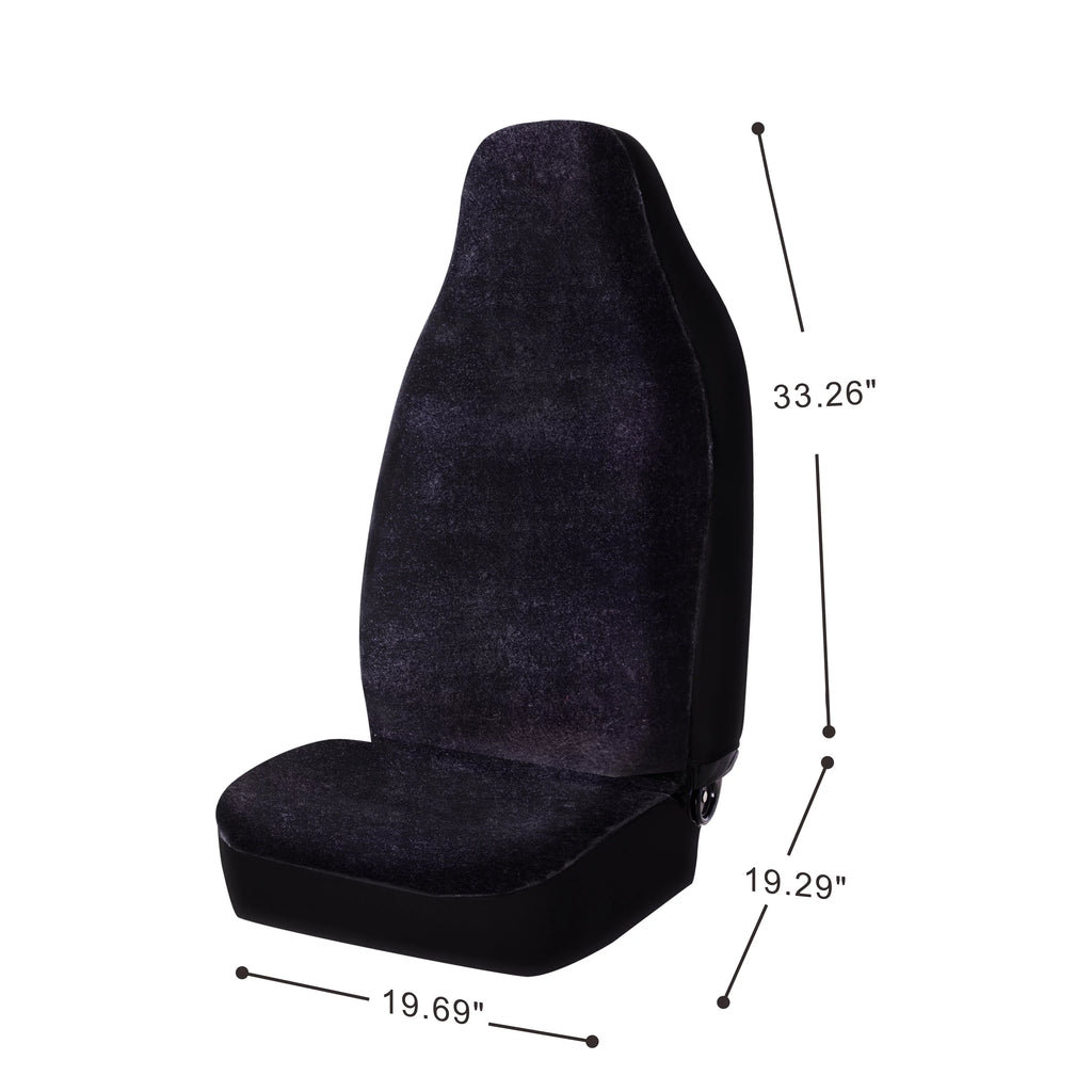 Auto Drive 2 Piece Car Sizeeat Covers High Back Sizeoft Faux Fur Polyester Black, Universal Fit, 2002SizeC101