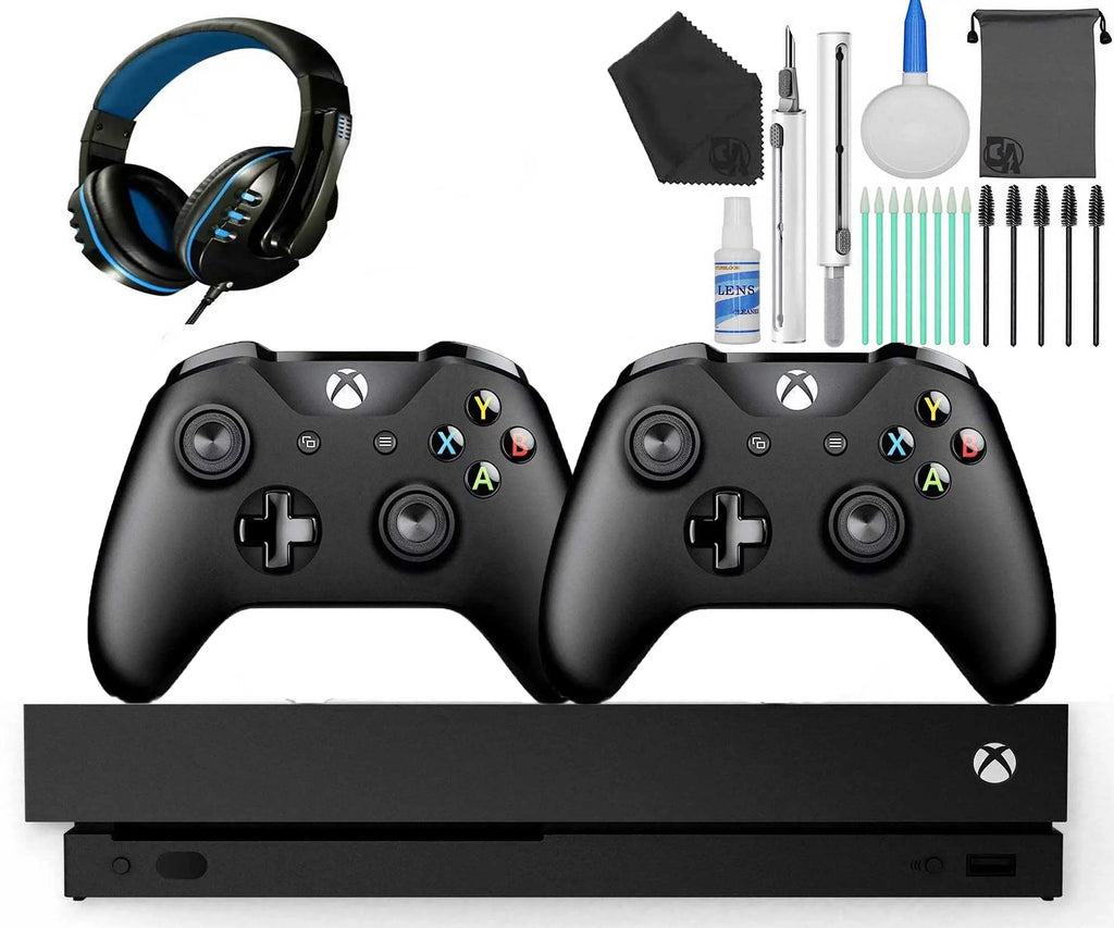 Microsoft Xbox One X 1TB Gaming Console Black with 2 Controller Headset Cleaning Kit