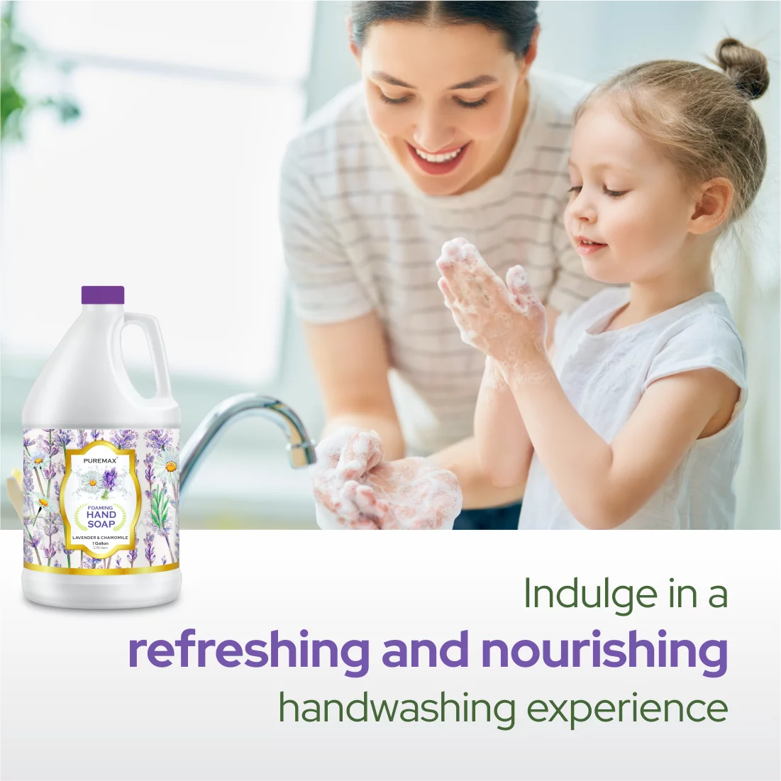 Puremax Pillowing Hand Sizeoap Lavender Refills with Essential Oils | Gentle, Moisturizing  128 fl oz