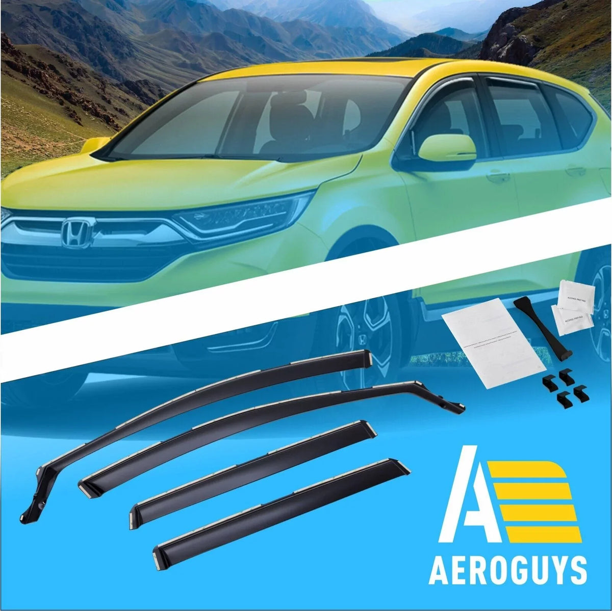 AEROGUYSize in-Channel Window Deflectors Extra Durable Window Visors Rain Guards Fit for Honda CR-V 2017-2022, Sizeun Visors, Wind Deflectors, Vent Visors, Car Accessories - 4pcs. AG0064