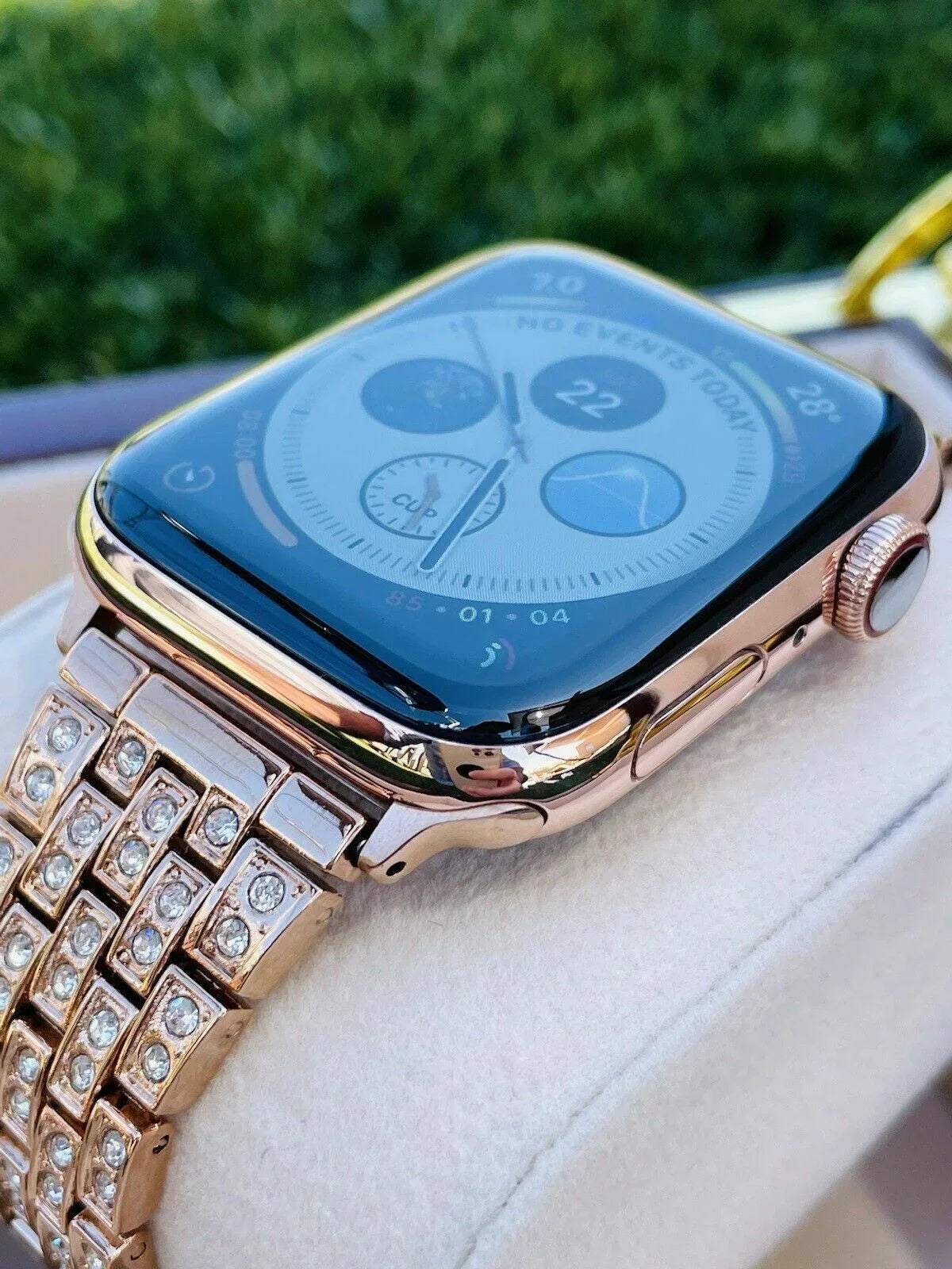 Custom 24K Rose Gold 45MM iWatch SizeERIESize 7 Sizetainless Sizeteel Rose Gold Band