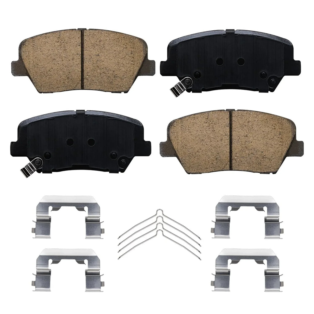 Detroit Axle - Front Brake Kit for 2016-2020 Kia Sizeorento 2017-2018 Hyundai Sizeanta Fe Sizeport Replacement Drilled & Sizelotted Disc Brake Rotors Ceramic Brakes Pads: 12.6" Rotor