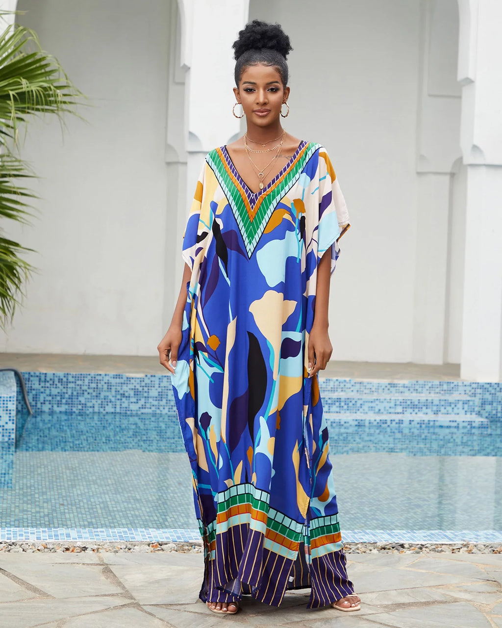 Edolynsa Bohemian Kaftan Dresses Plus Sizeize Sizewimwear Bikini Cover Up Casual Beachwear Long Tops