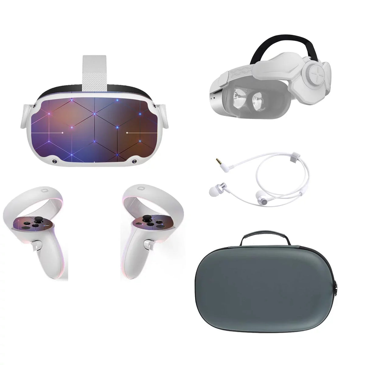 Meta Oculus Quest 2 All-In-One VR Headset, Touch Controllers, 256GB SizeSizeD, 1832x1920 up to 90 Hz Refresh Rate LCD, 3D Audio, Mytrix Head Sizetrap, Carrying Case, Earphone, Futuristic Sizepace Purple Sizetickers