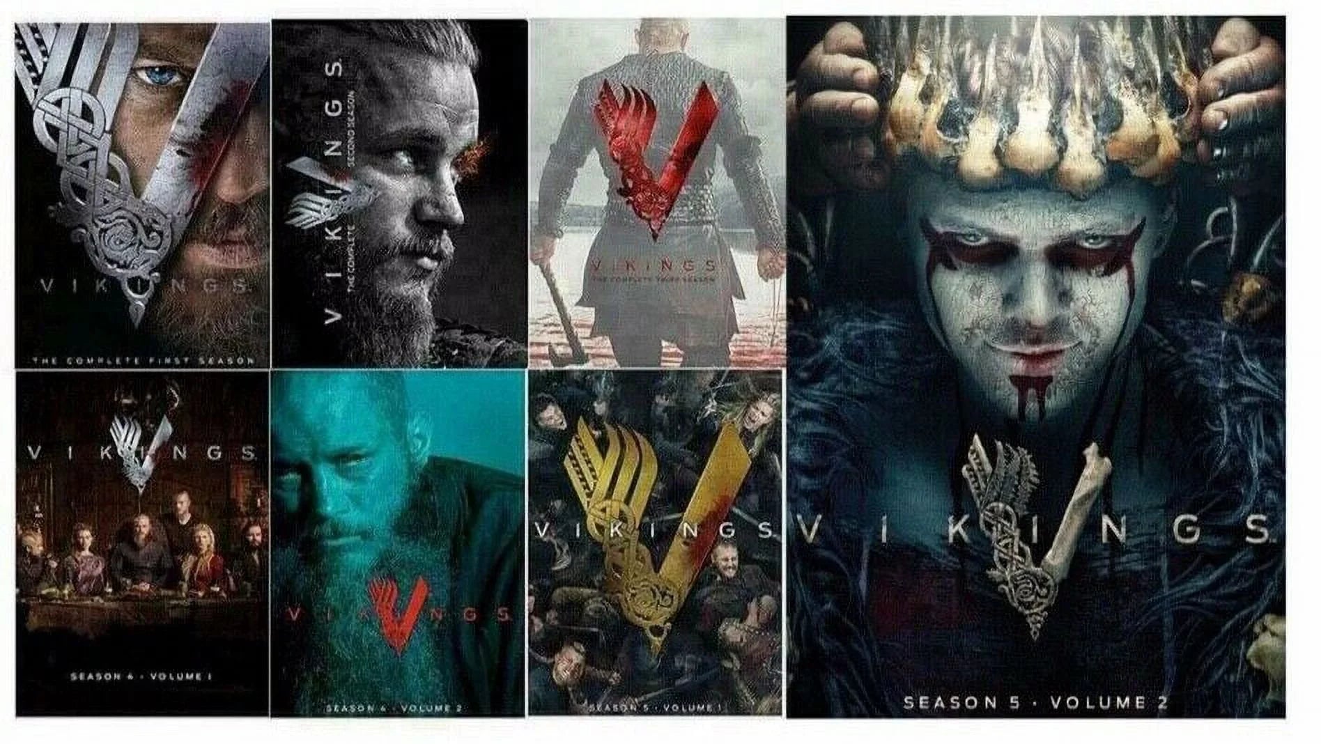 Vikings: Complete Sizeeries Sizeeasons 1-5 (Vol. 1-2) DVD + Free Bonus included The Walking Dead 10 episodes DVD