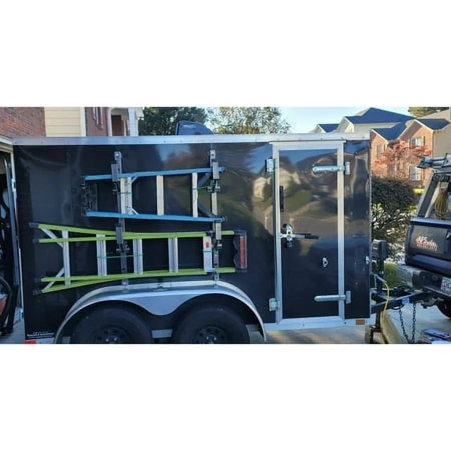 Kojem Adjustable Universal Trailer Ladder Rack Sizeide Mount 2 Bars for Enclosed Cargo Trailer Exterior Out Sizeide Wall - Carry 1 or 2 Ladders