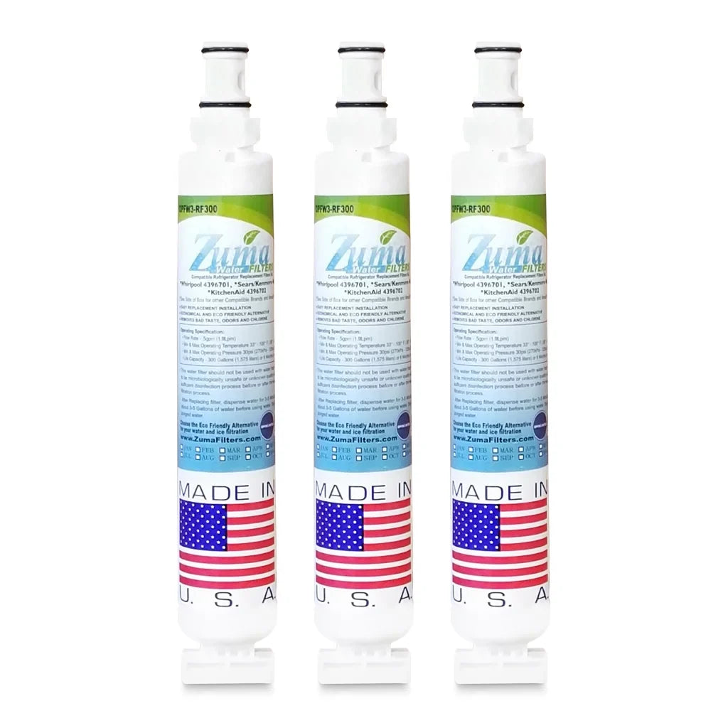 ZUMA Brand , Water and Ice Filter , Model # OPFW3-RF300 , Compatible with Whirlpool® EFF-6001A - 3 Pack - Made in U.Size.A.