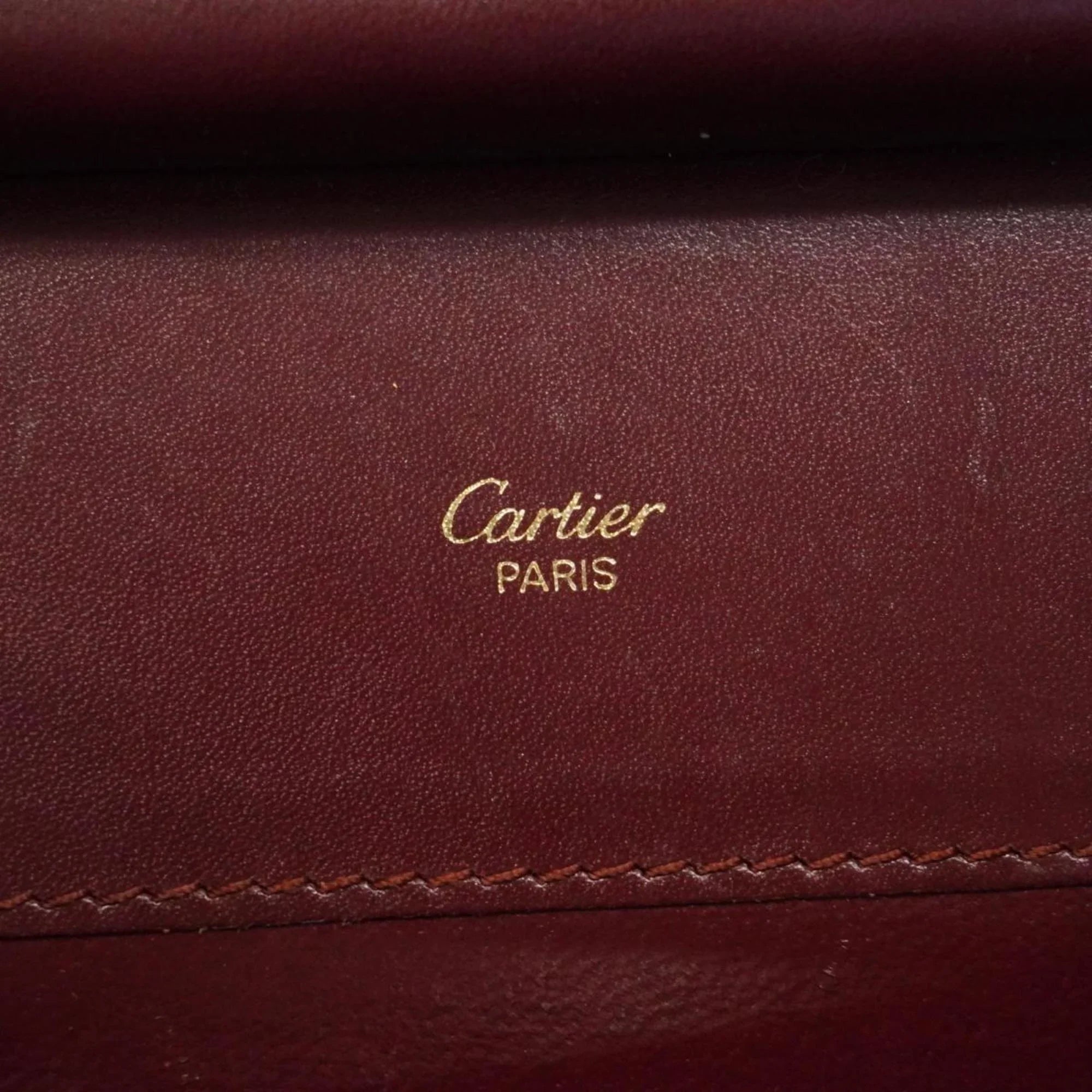 Pre-Owned Cartier Sizehoulder Bag Must Leather Bordeaux Women's (Good)