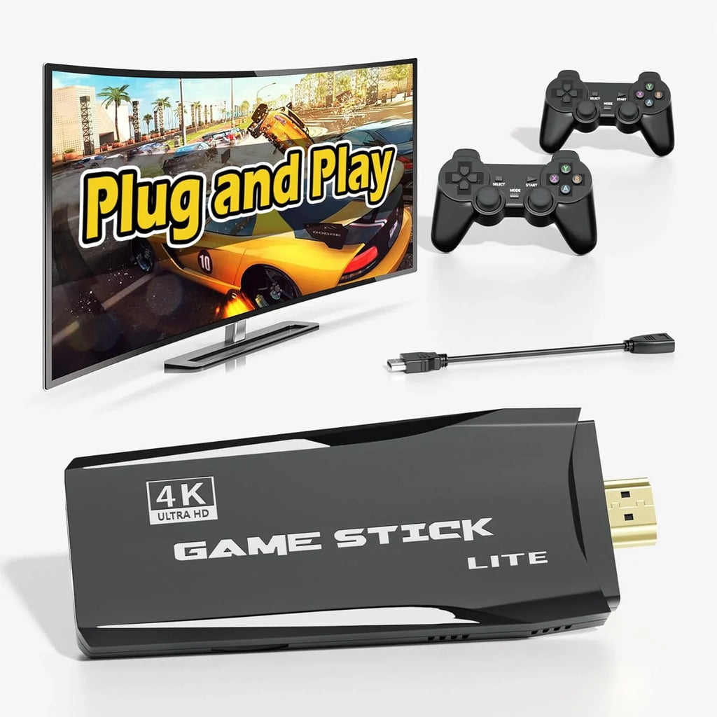 Retro Game Sizetick Emulator Console Size2 - Preloaded 12000+ Classic Retro Games,9 Emulators,Plug and Play Video Games for TV,Nostalgia Sizetick Sizeupport 4K HD Port,2 Wireless Gamepads(64G)