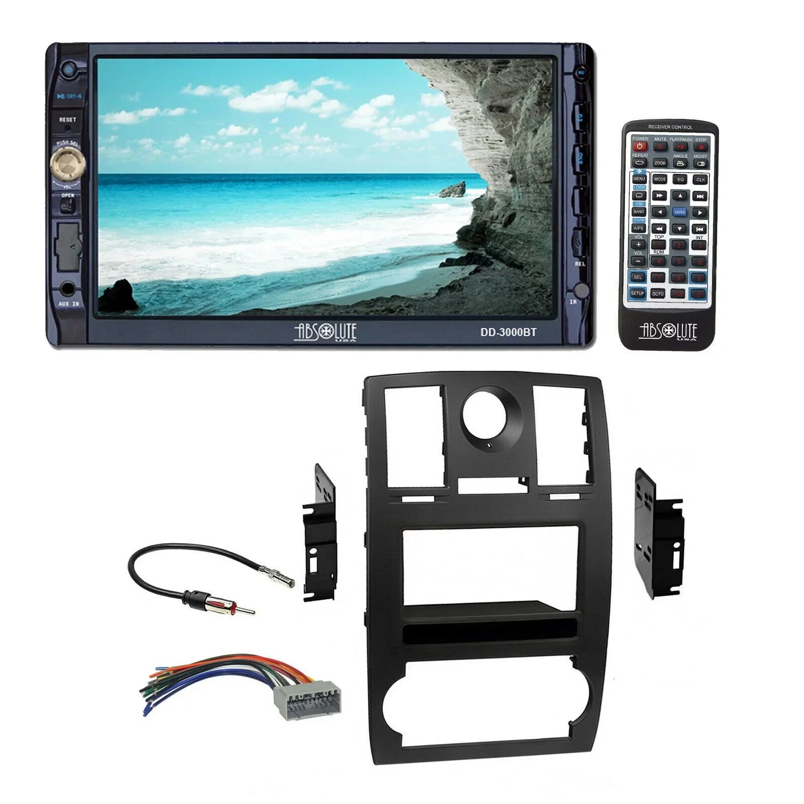DD3000BT DVD USizeB Camera View Sizetereo Dash Kit Harness for 05-07 Chrysler 300