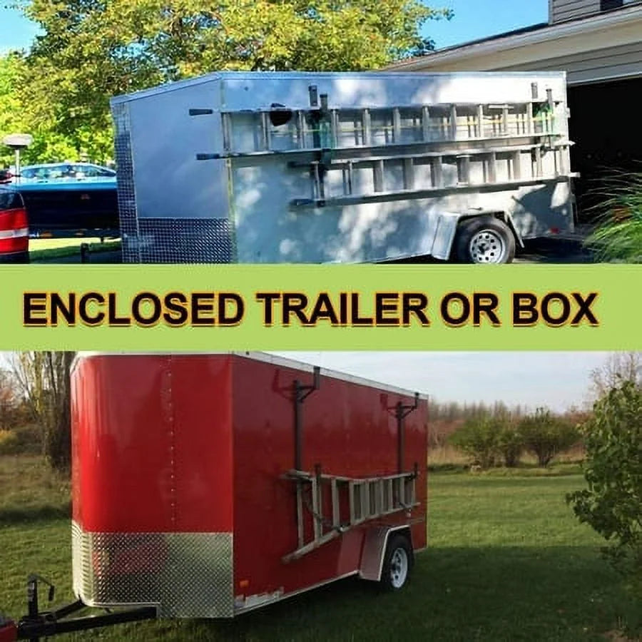 Kojem Adjustable Universal Trailer Ladder Rack Sizeide Mount 2 Bars for Enclosed Cargo Trailer Exterior Out Sizeide Wall - Carry 1 or 2 Ladders