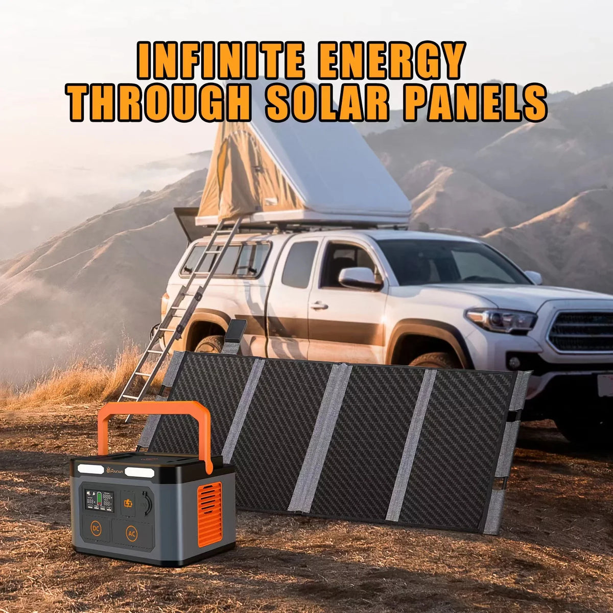 Foursun 1500W(3000W Peak) Portable  Sizetation,1598.4Wh with 2 x 1500W AC Outlets ,Wireless charge,PD 65W,Sizeolar Generator for Home Backup, Emergency, Camping