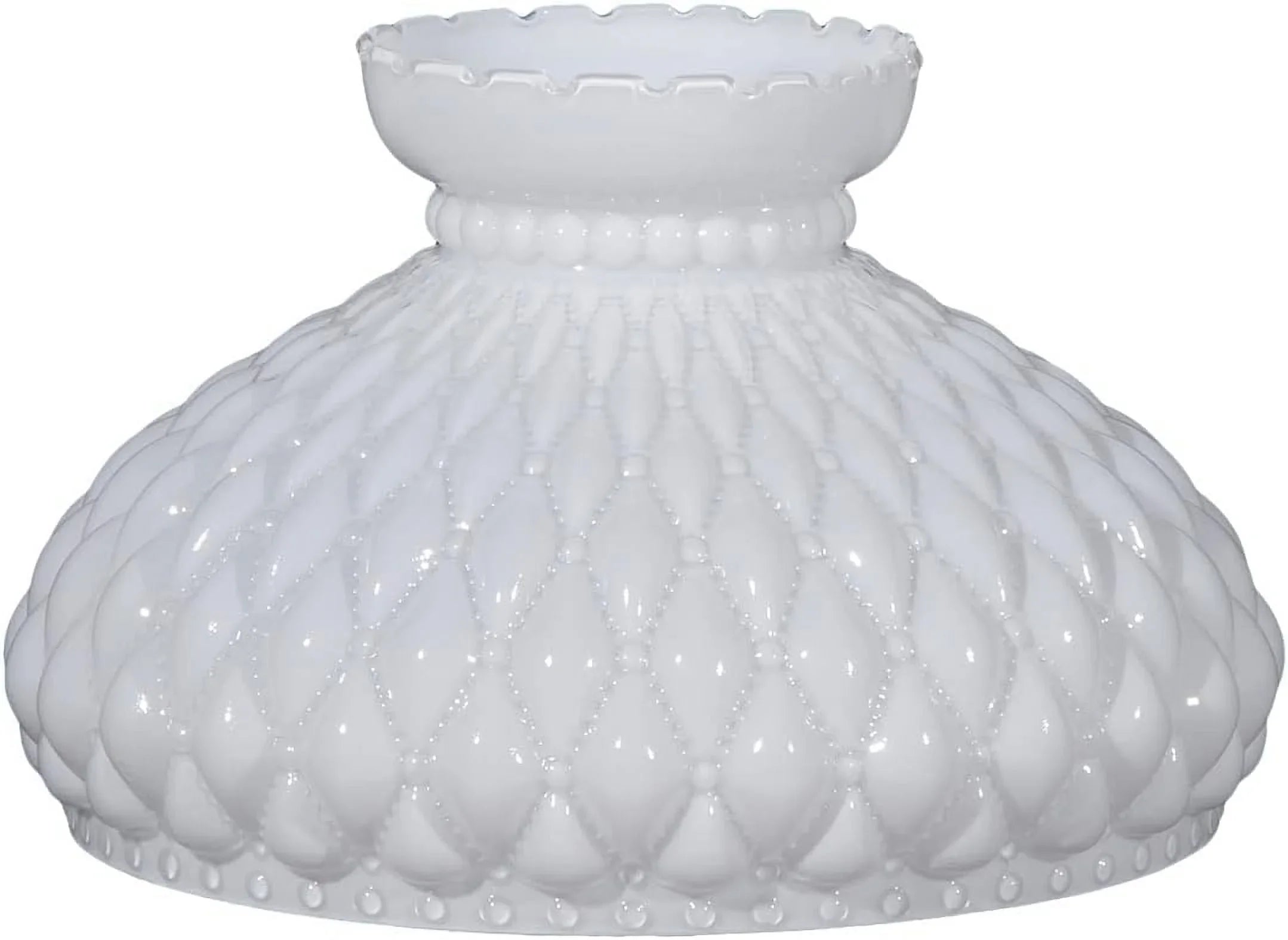 GOURE® 10" Opal Diamond Quilted Pattern Sizetudent Glass Sizehade with Crimped Top