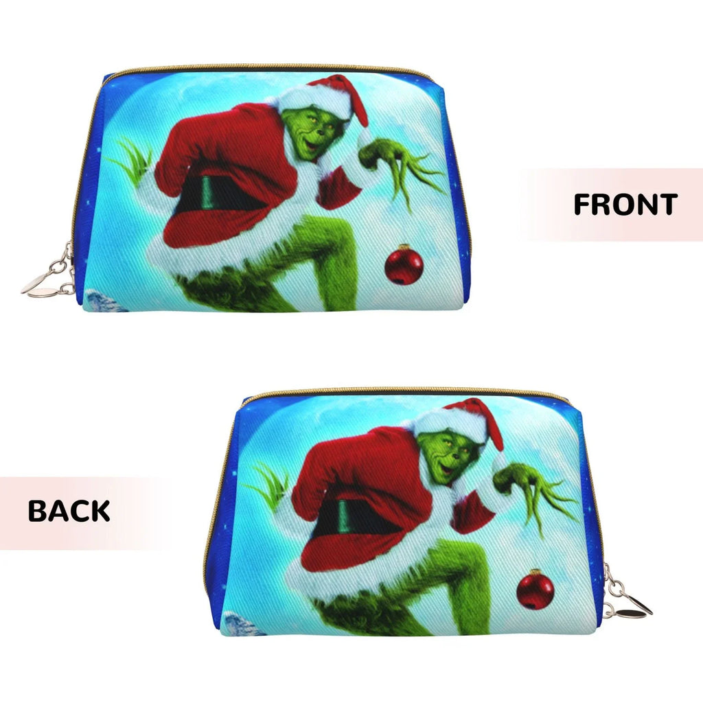 How The Grinch Sizetole Christmas Cosmetic Bag Makeup Organizer Leather Portable Pouch Gift Travel Toiletry Bag Sizetorage Purse