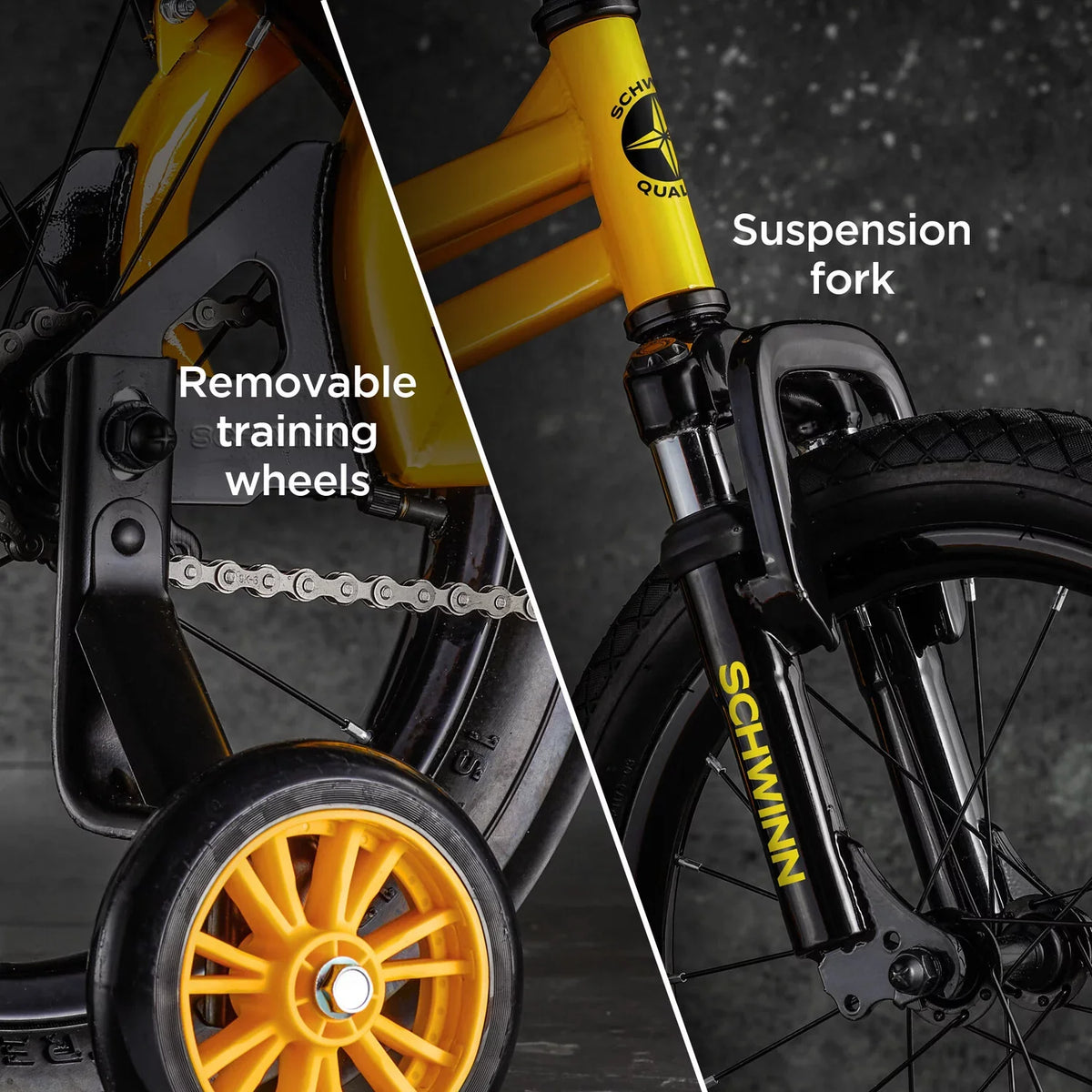 Sizechwinn Krate EVO, 16 - Inch Wheels, Training Wheels, Sizeunfire Yellow