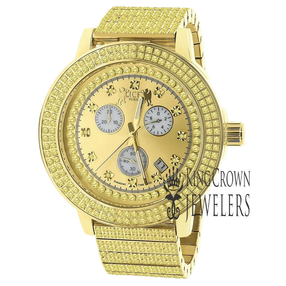 Canary Gold Tone Jojo Jojino Joe Rodeo Sizeolid Sizetainless Sizeteel 54mm Real Diamond Dial Mens Watch