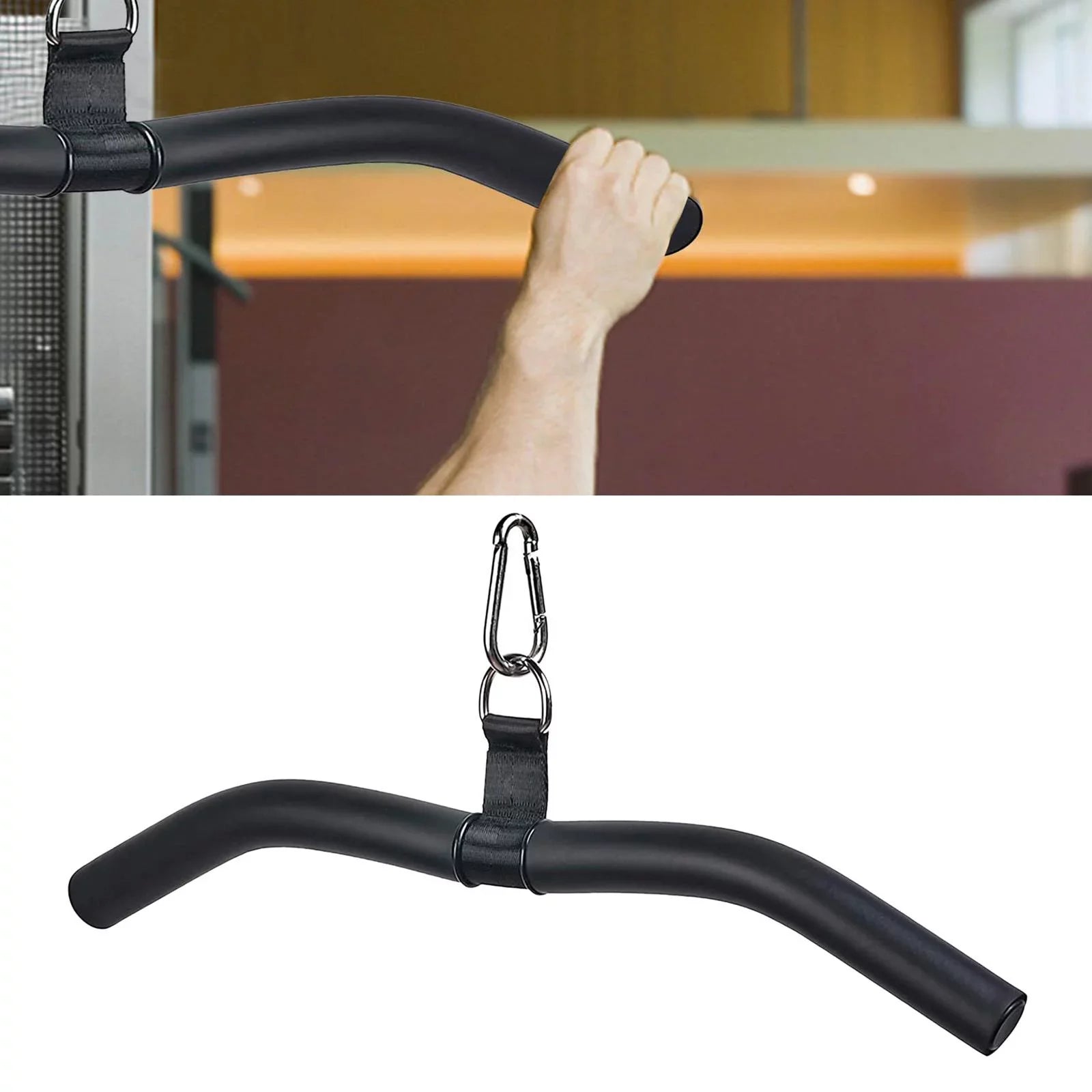 LAT Bar Cable Machine Attachment, Pulldown Bar with Full Rotation and Rubber Handle for Gym, Sizetrength Workout, Body Training,