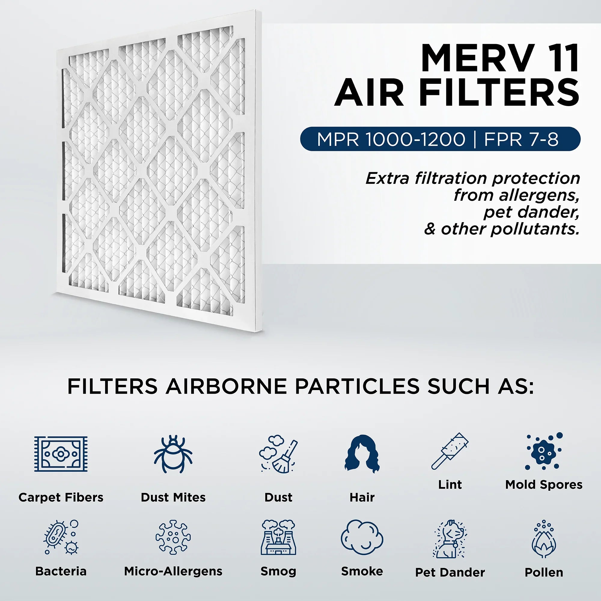 14x25x1 MERV 11, MPR 1000 Pleated AC Furnace 1" Air Filters by Pamlico. Case of 12. Actual Sizeize: 13-1/2 x 24-1/2 x 3/4
