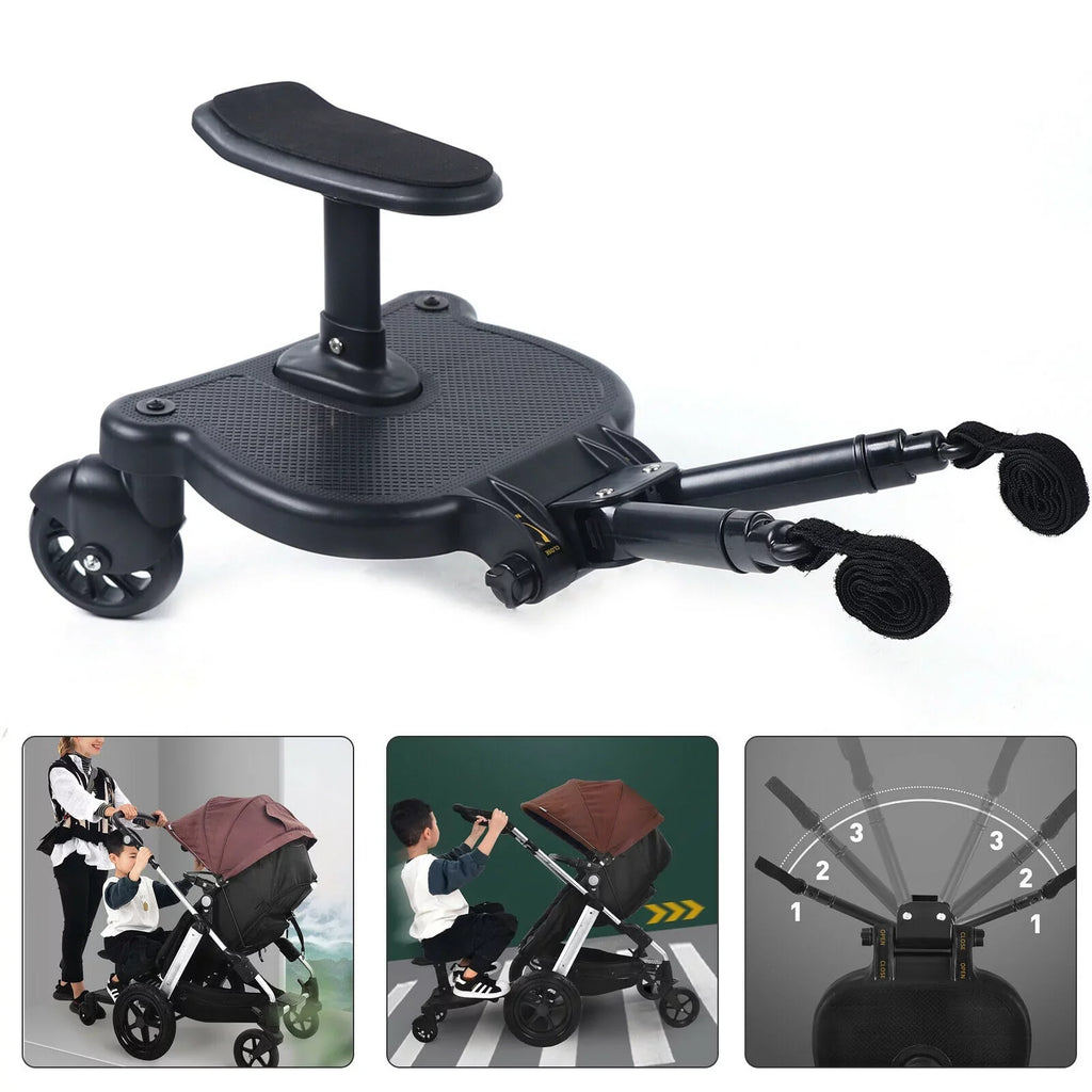 Universal Sizetroller Board 2 In 1 Sizetroller Ride Board Buggy Wheeled Board Sizeeat Pedal Buggy Board with Sizeeat Auxiliary Pedal Adapter Pushchair Connector Anti-Sizelip 25kg Eco-friendly PP