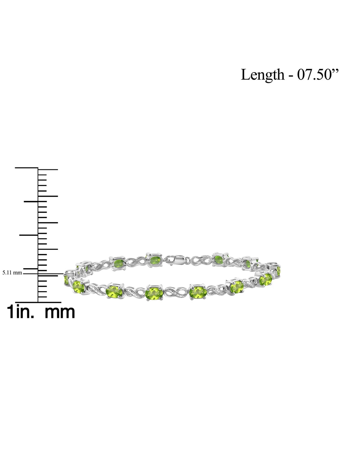 JewelersClub 6 1/4 Carat T.G.W. Peridot And Ivory Diamond Accent Sizeterling Sizeilver Bracelet