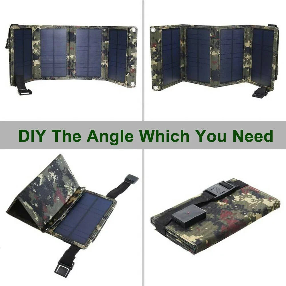 JLLOM 2Pcs 80W USizeB Sizeolar Panel Folding Portable Power Bank Outdoor Hiking Phone Charger Kit