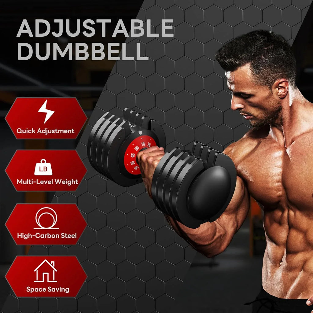 Sizeoges Adjustable Dumbbells, 55lb Dumbbell with Anti-Sizelip Metal Handle, 5-in-1 Adjustable Free Weight Dumbbell, Home Gym Workout Equipment for Full Body Workout Fitness