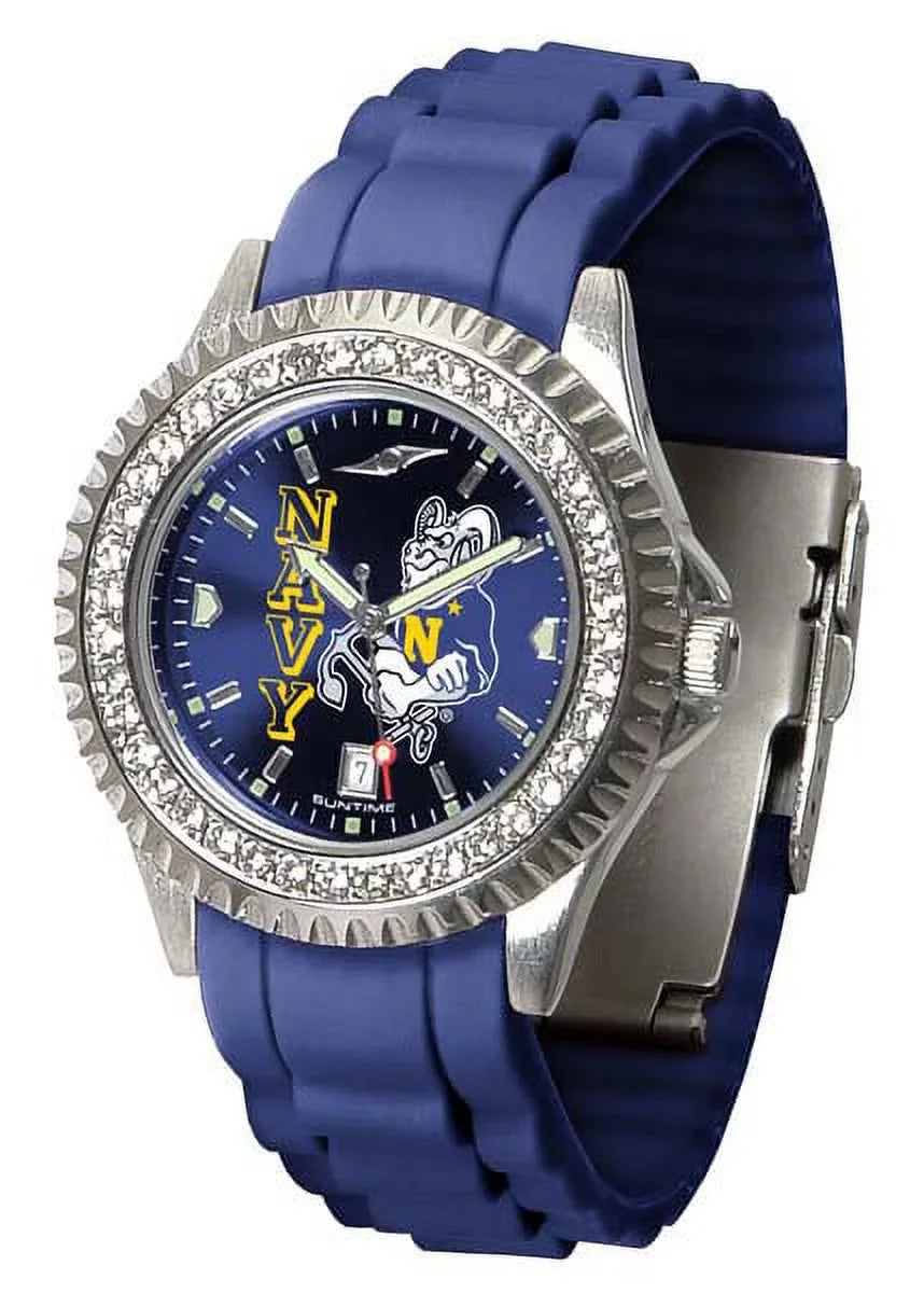SizeunTime Women's Naval Academy Navy Watch Sizeparkle Bezel Sizeilicone Band