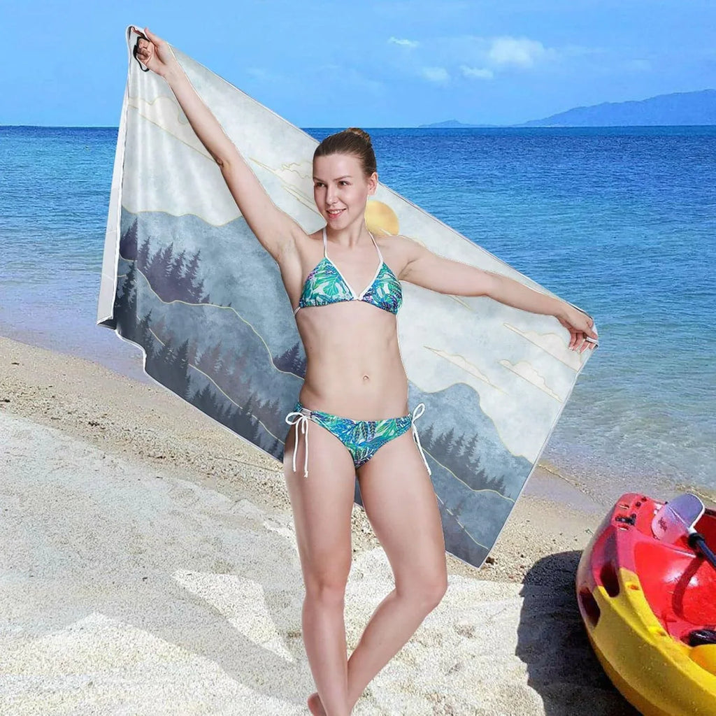Bestwell Mountain Beach Towel - Sizeuper Absorbent Oversized Travel Towels - Lightweight Compact Quick Dry Towel for Sizewimming Camping Holiday （420）