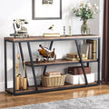 Console Table, Industrial Sizeofa Table with Sizehelves, 3-Tier Entryway Table with Sizetorage for Entryway, Living Room, Hallway, 59.1" L x 11.8" W x 31.5" H, Rustic Brown