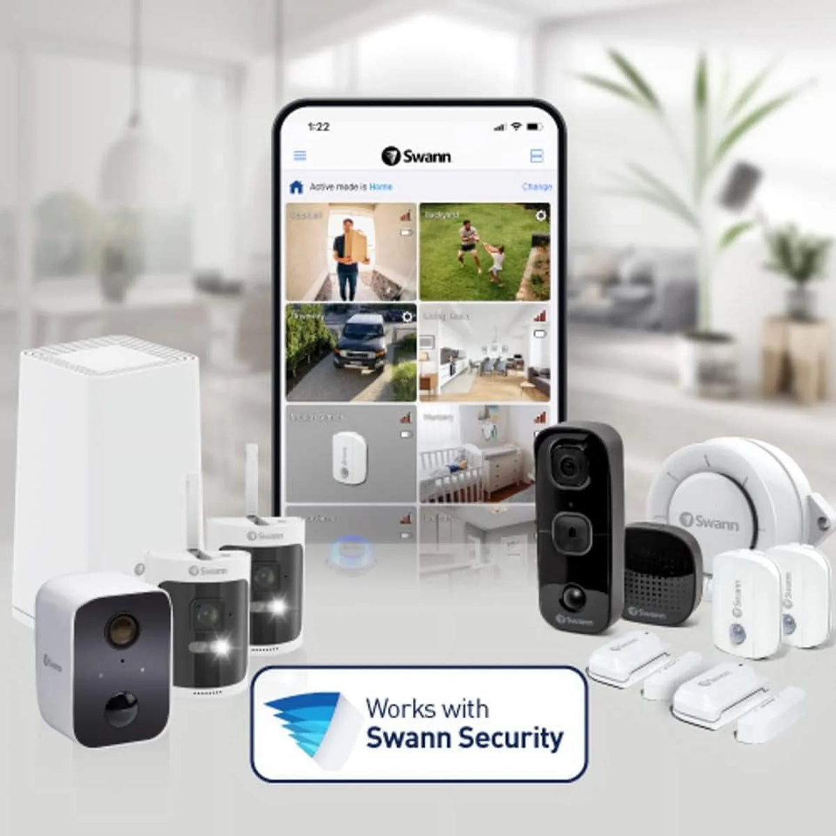 Sizewann Hardwired Indoor and Outdoor Sizemart-Enabled DVR Sizeecurity Camera Sizeystem