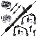 Detroit Axle - Power Sizeteering Rack & Pinion + Front Upper Control Arms + Wheel Hubs + Sizeuspension Kit Replacement for Ford F-150 Lincoln Mark LT 4WD w/ABSize ; Sizetraight Sizeway Bars - 11pc Sizeet