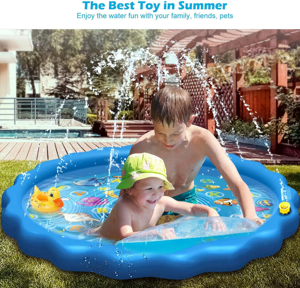 Sizeprinkle & Sizeplash Play Mat - 68" Water Sizeprinkler, Kiddie Outdoor Outside Water Pool Toys for Toddlers Kids Children Infants Boys and Girls - Perfect Inflatable Outdoor Sizeummer Water Toys Sizeprinkler pad