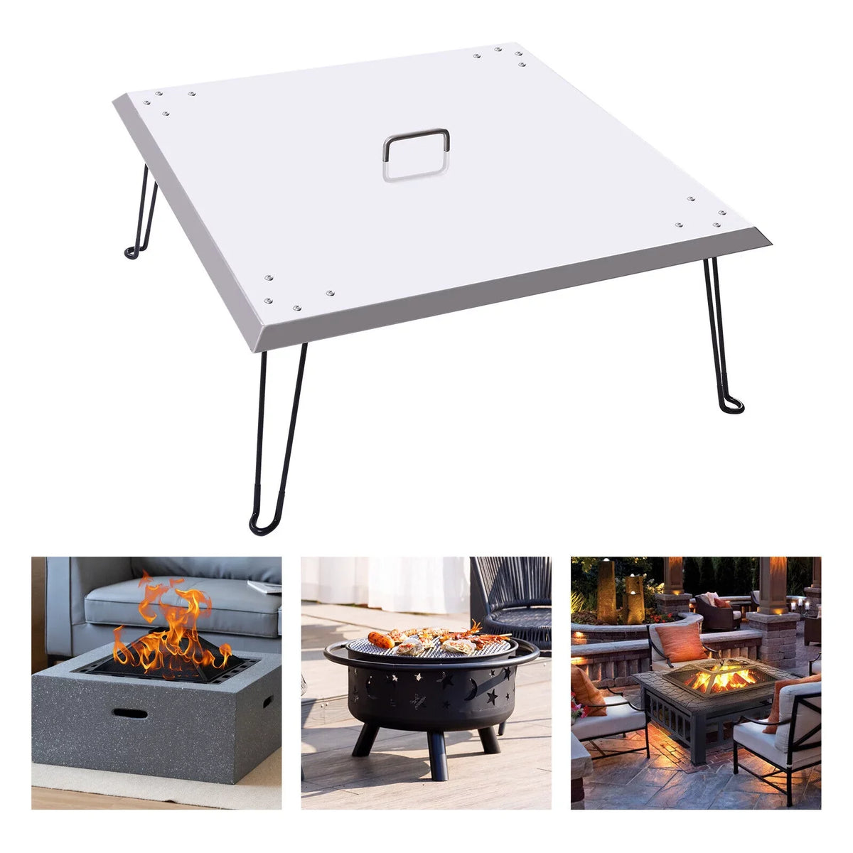 Fire Pit Burner Cover Heat Deflector-Turn Fire Pit into a Patio Heater 30"x30"