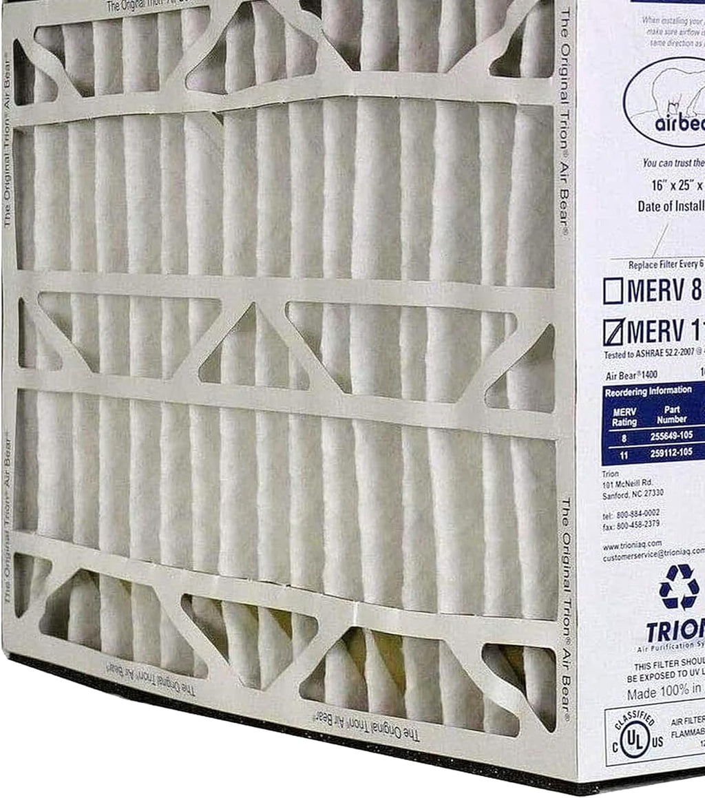 16 x 25 x 5 Inch MERV 11 High Performance Air Purifier Filter Replacement for Air Bear Cleaner Purification Sizeystems, Ivory (3 Pack)