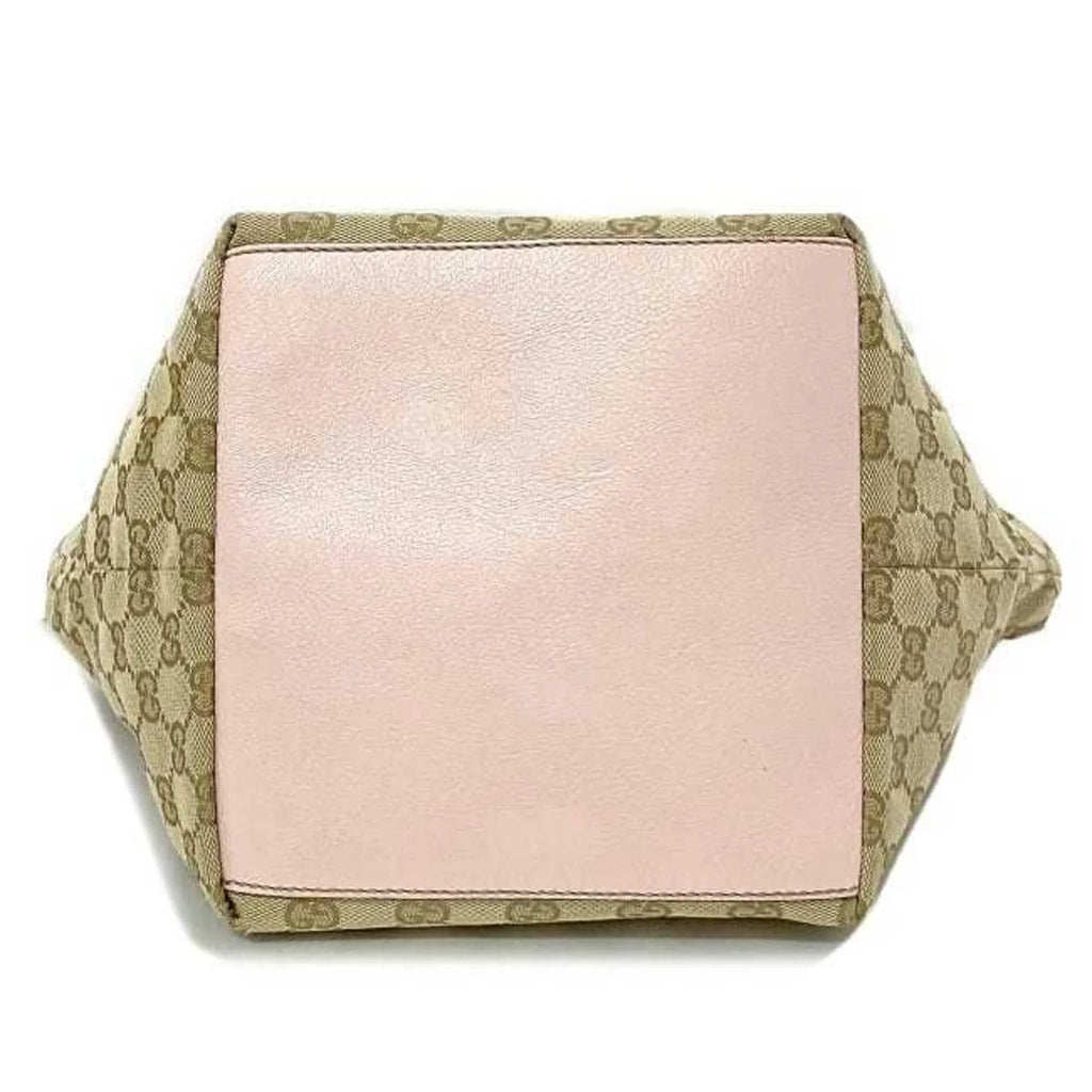 Pre-Owned Gucci Handbag Beige Pink Blue 131228 Canvas Leather GUCCI Tote Bag GG Pastel Women's (Good)