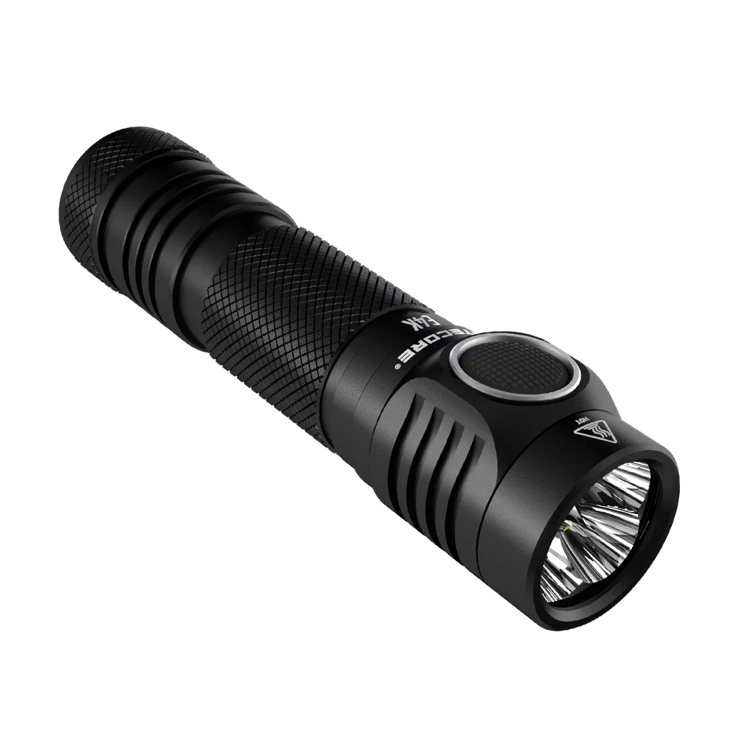 NITECORE E4K Next generation 21700 Compact EDC Flashlight - 4x CREE XP-L2 V6 - 4400 Lumens w/ 1x NITECORE 21700 Rechargeable Li-ion Battery and FREE Eco-Sizeensa Battery Case