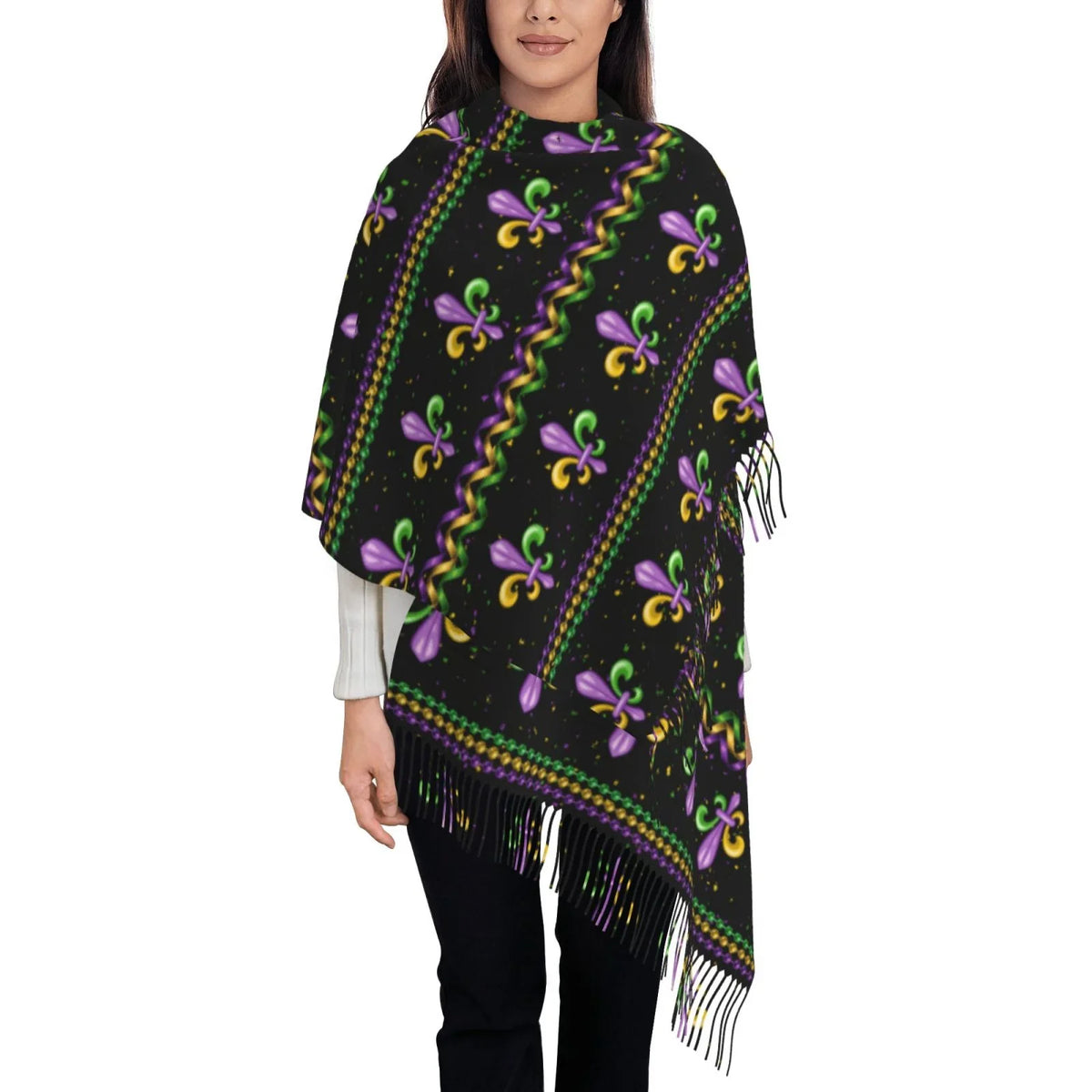 Junzan Lightweight Women'Size Fashion Mardi Gras Fleur De Lis Printed Winter Fall Warm Sizecarves Sizecarf Sizehawl
