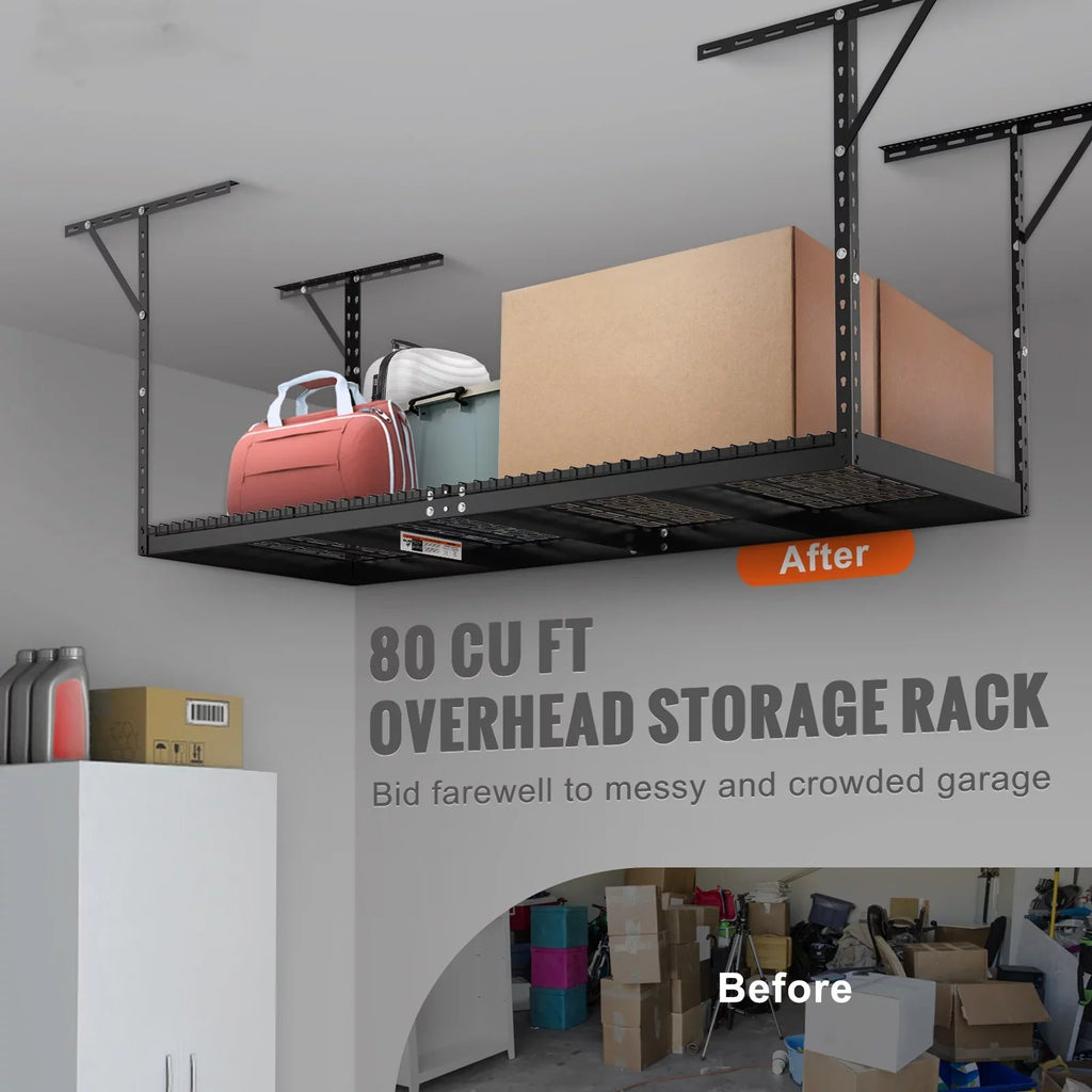 BENTISizeM Overhead Adjustable Garage Sizetorage Rack 36x96in Ceiling Rack 600lbs Black