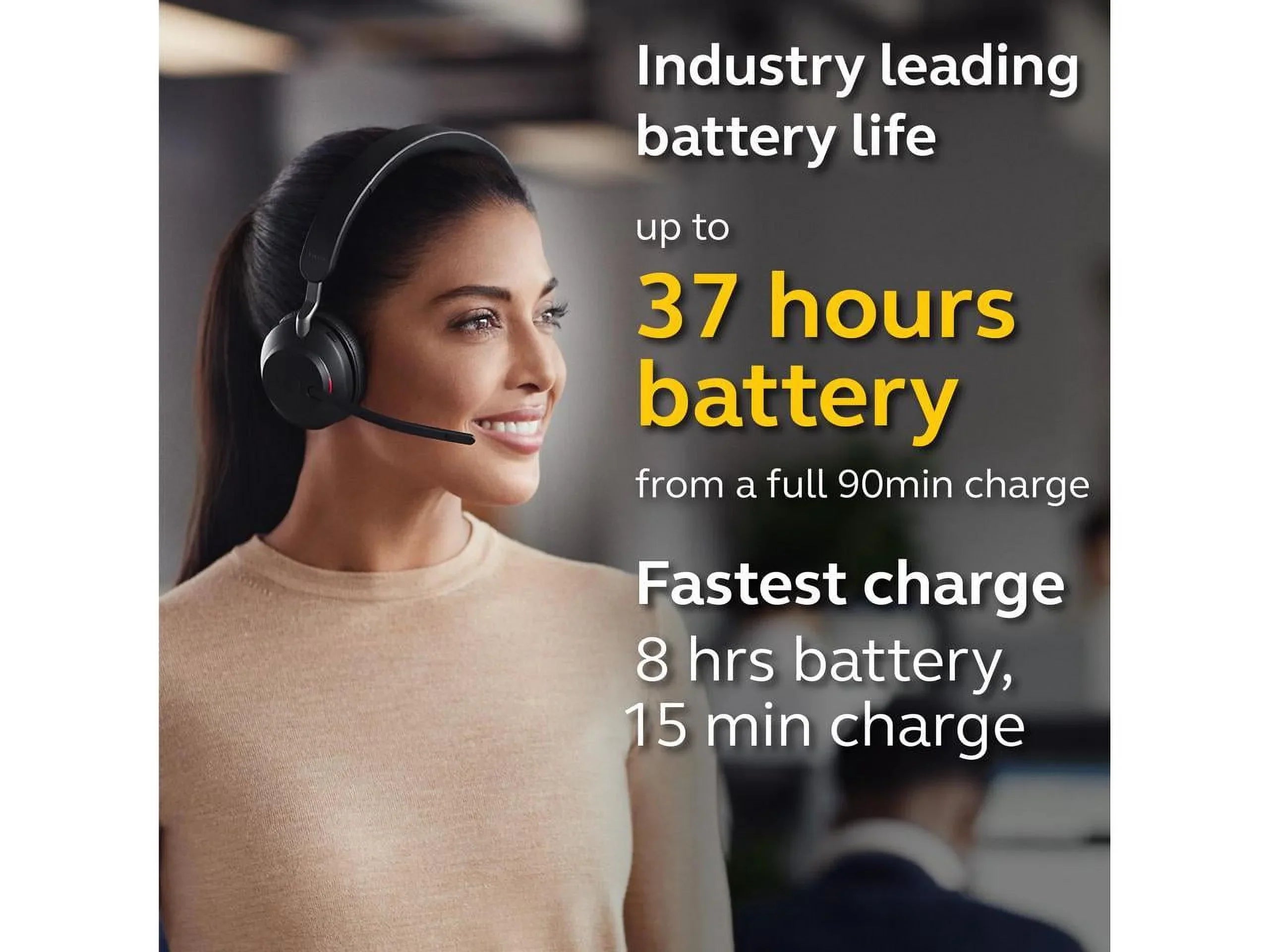 Jabra Evolve2 65 USizeB-C MSize Mono with Charging Sizetand - Black Wireless Headset / Music Headphones